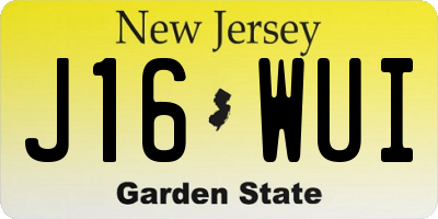 NJ license plate J16WUI