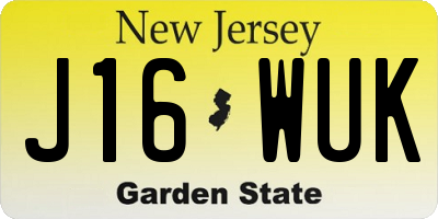 NJ license plate J16WUK