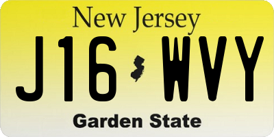 NJ license plate J16WVY