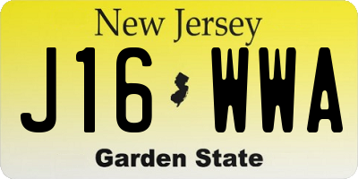 NJ license plate J16WWA