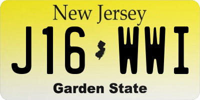 NJ license plate J16WWI