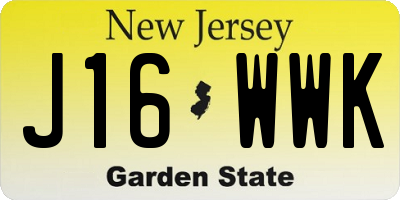 NJ license plate J16WWK