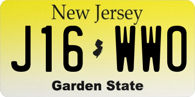 NJ license plate J16WWO