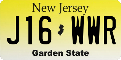 NJ license plate J16WWR
