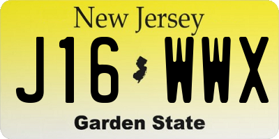 NJ license plate J16WWX
