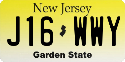 NJ license plate J16WWY