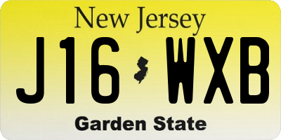 NJ license plate J16WXB