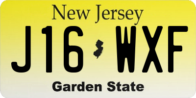 NJ license plate J16WXF