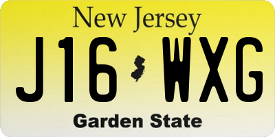 NJ license plate J16WXG