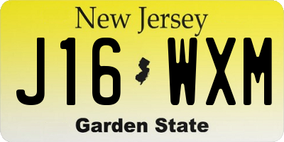 NJ license plate J16WXM