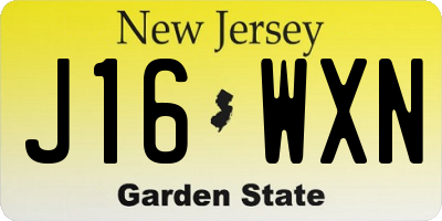 NJ license plate J16WXN