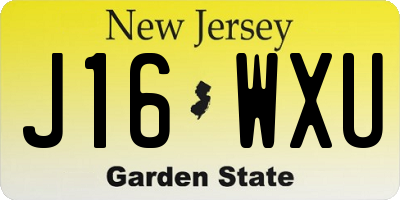 NJ license plate J16WXU