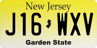 NJ license plate J16WXV