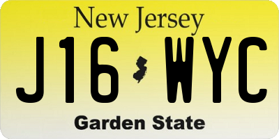 NJ license plate J16WYC