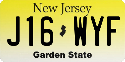 NJ license plate J16WYF