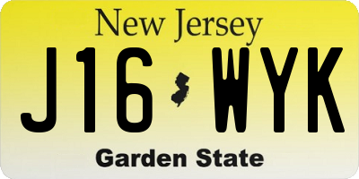 NJ license plate J16WYK
