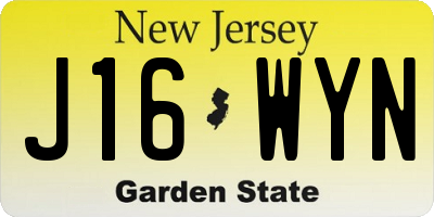 NJ license plate J16WYN