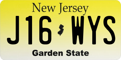 NJ license plate J16WYS