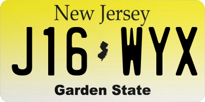 NJ license plate J16WYX