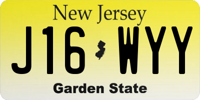 NJ license plate J16WYY