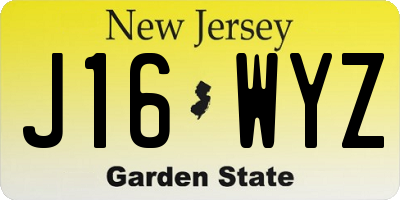 NJ license plate J16WYZ