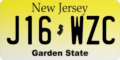NJ license plate J16WZC