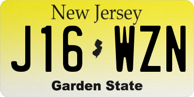 NJ license plate J16WZN