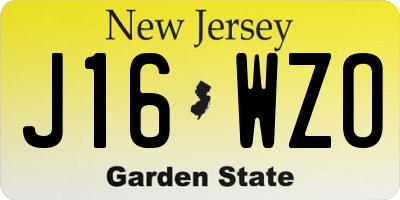 NJ license plate J16WZO