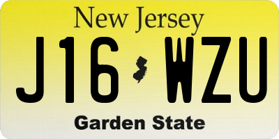 NJ license plate J16WZU