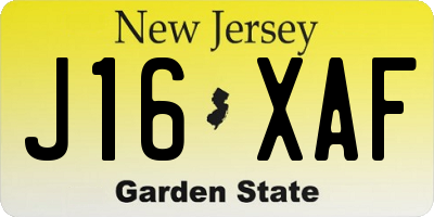 NJ license plate J16XAF