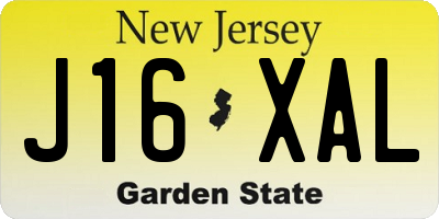 NJ license plate J16XAL