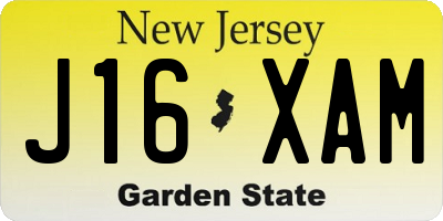 NJ license plate J16XAM
