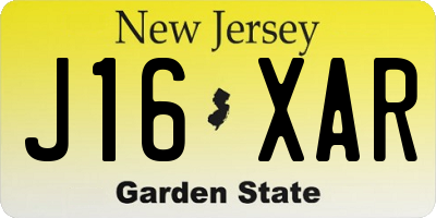 NJ license plate J16XAR
