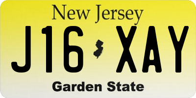NJ license plate J16XAY
