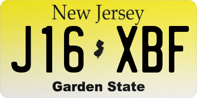 NJ license plate J16XBF