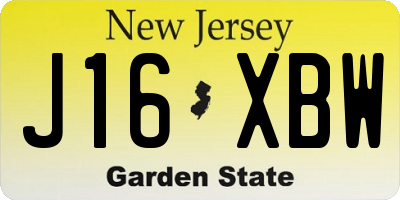 NJ license plate J16XBW