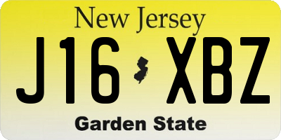 NJ license plate J16XBZ