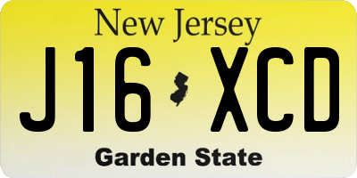 NJ license plate J16XCD