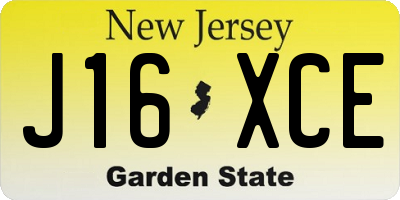 NJ license plate J16XCE
