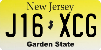 NJ license plate J16XCG