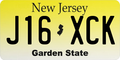 NJ license plate J16XCK