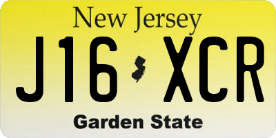 NJ license plate J16XCR