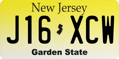 NJ license plate J16XCW