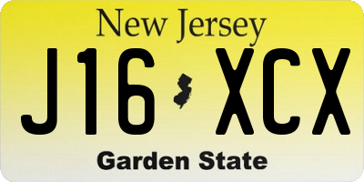 NJ license plate J16XCX
