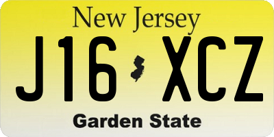 NJ license plate J16XCZ