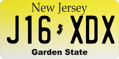 NJ license plate J16XDX
