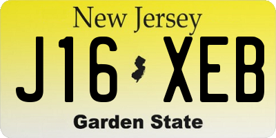 NJ license plate J16XEB