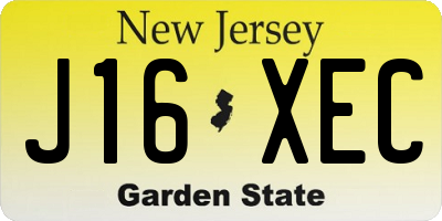 NJ license plate J16XEC