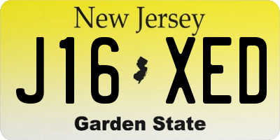 NJ license plate J16XED