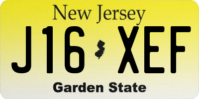 NJ license plate J16XEF